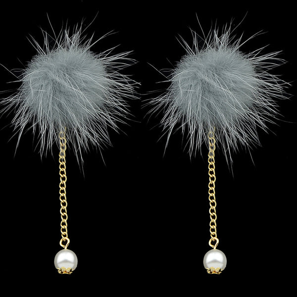 Fur Ball Drop Earrings