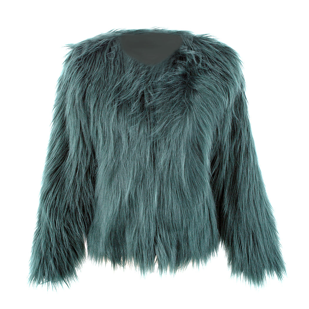 Shaggy Long Sleeve Coat - Faux Fur Empire